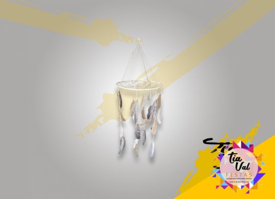 FILTRO DOS SONHOS PENAS CINZAS/BEGE/BRANCA