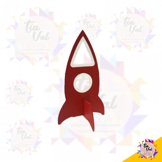 FOGUETE VERMELHO C/ BRANCO - ASTRONA -40 CM - MDF 