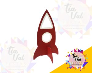 Foto de FOGUETE VERMELHO C/ BRANCO ASTRONAUTA - 40 CM MDF