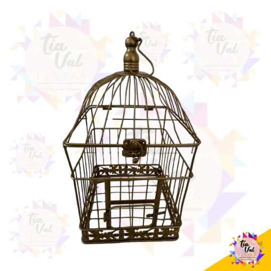 GAIOLA QUADRADA DOURADA