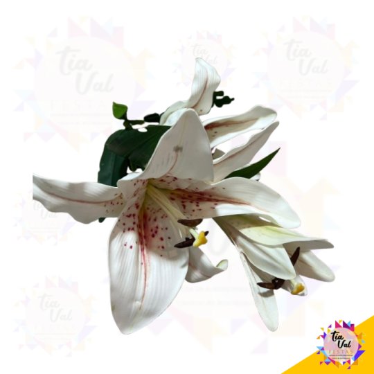 HASTE LIRIO BRANCO 87 X 3  - FOLHAGEM 