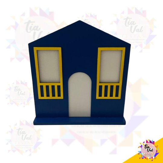 IGREJA AMARELA COM AZUL PEQUENA MDF - 27 X 31 CM