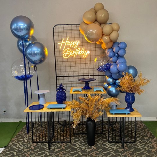 INSPIRAÇÃO AZUL COM PRETO (BALÕES NÃO INCLUSOS )