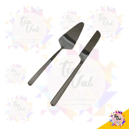 JOGO DE TALHERES P/ CORTAR BOLO - ESPATULA E FACA