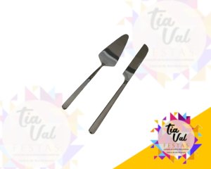 Foto de JOGO DE TALHERES P/ CORTAR BOLO - ESPATULA E FACA