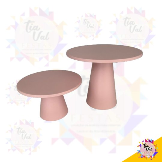 KIT 02 PEÇAS PORTA DOCES COGUMELO REDONDO ROSA CANDY