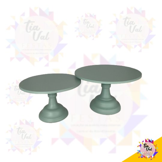 KIT 02 PORTA DOCES REDONDO TORNEADO VERDE CANDY 