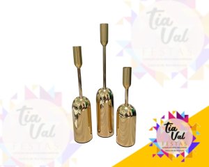Foto de KIT CASTIÇAL DOURADO 24 CM - 30 CM - 35 CM