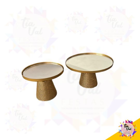 KIT PORTA DOCES DOURADO - 2 PEÇAS