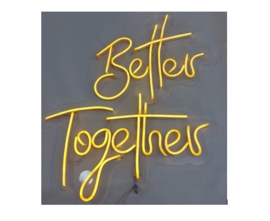 LETREIRO BETTER TOGETHER - CASAMENTO - LED - 50 X 50 CM