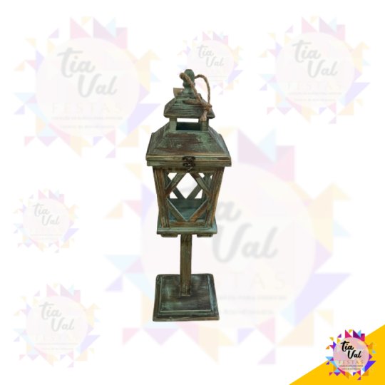 LUMINARIA - LANTERNA - VERDE  - MADEIRA - 62 CM