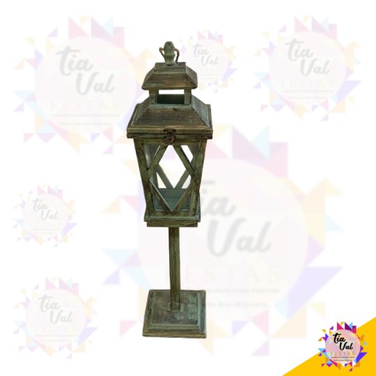 LUMINARIA - LANTERNA - VERDE  - MADEIRA - 82 CM