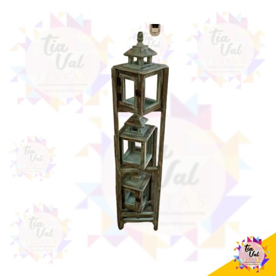 LUMINARIA TORRE C/ 3 LANTERNAS - VERDE 1,12M