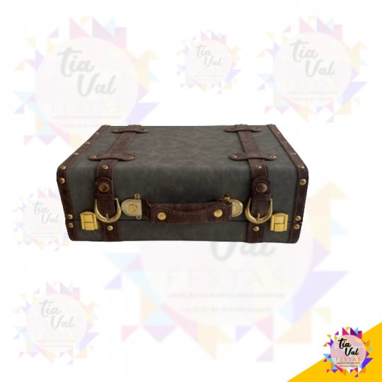 MALETA COURO PEQUENA - CINZA - 25 X 35