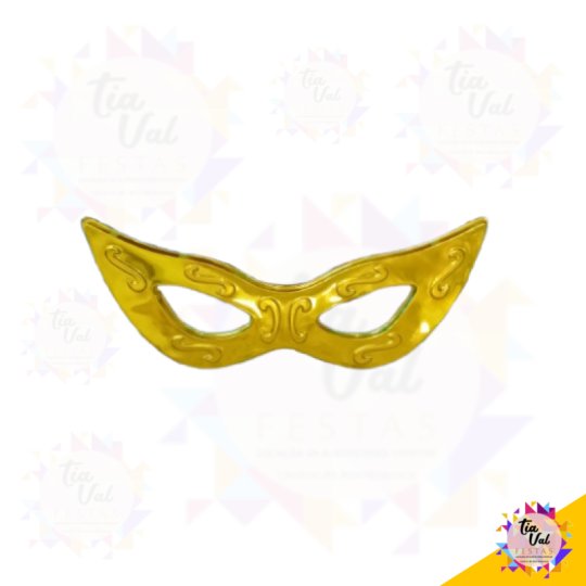 MASCARA DOURADA - PLASTICO - 74 CM X 30 CM  - CARNAVAL
