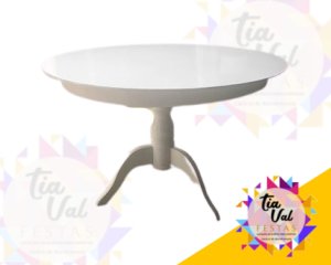 Foto de MESA BRANCA REDONDA 1,15 M C/ PÉ TORNEADO