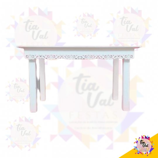 MESA BRANCA RETANGULAR 1,44M X 0,80CM ARABESCO