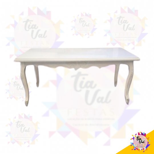 MESA BRANCA RETANGULAR TALHADA
