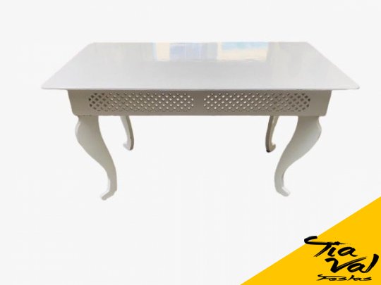 MESA BRANCA RETANGULAR TRANÇADA 1,50 M