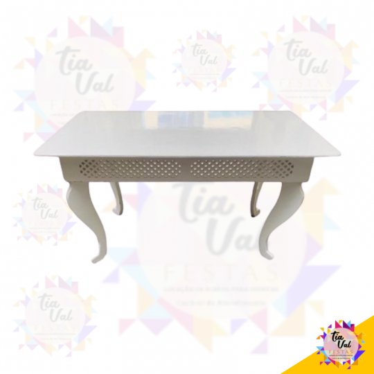 MESA BRANCA RETANGULAR TRANÇADA 1,50 M