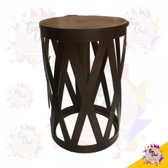 MESA CILINDRO VAZADA MARROM GRANDE