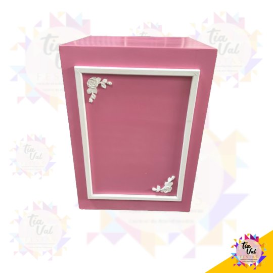 MESA CUBO ROSA COM MOLDURA MEDIO