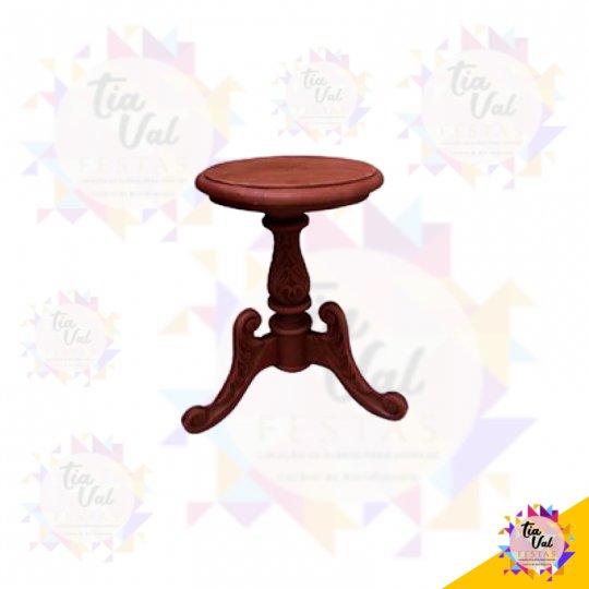 MESA DE MADEIRA REDONDA PP (TRABALHADA)(2356)