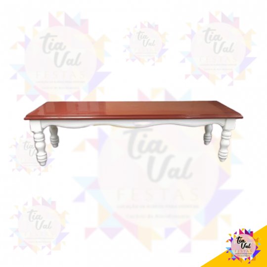 MESA MARROM C/ BRANCO RETANGULAR BAIXA