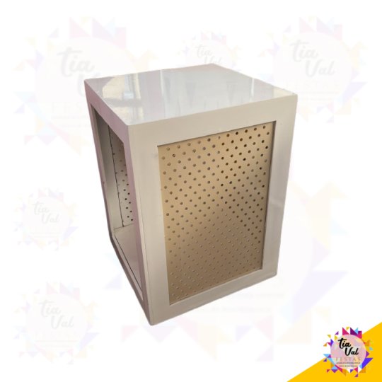 MESA QUADRADA INDIANA PEGBOARD BEGE C/ BRANCO - MEDIA