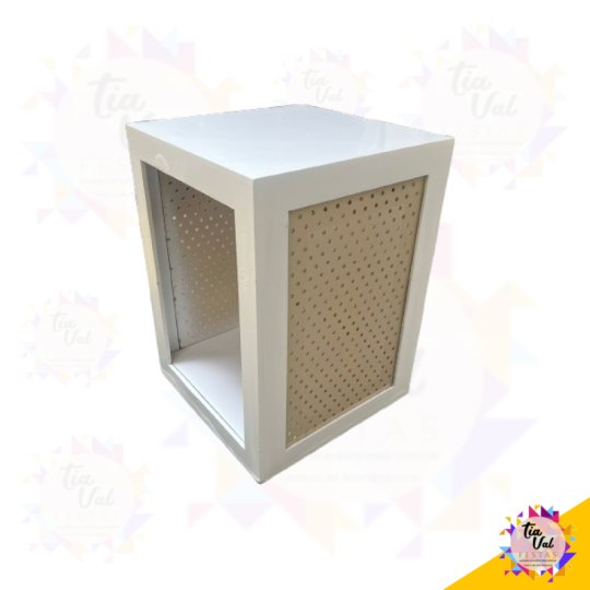 MESA QUADRADA INDIANA PEGBOARD BRANCO C/ BEGE PEQUENA