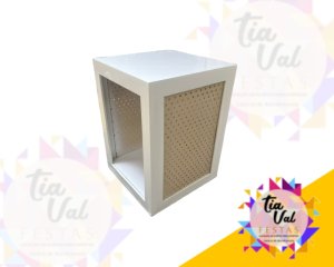 Foto de MESA QUADRADA INDIANA PEGBOARD BRANCO C/ BEGE PEQUENA