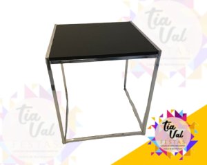 Foto de MESA QUADRADA PRETA COM PRATA - GRANDE