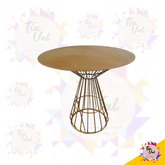 MESA REDONDA DOURADA - FERRO - 90 CM