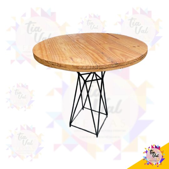 MESA REDONDA MADEIRA COM PE FERRO
