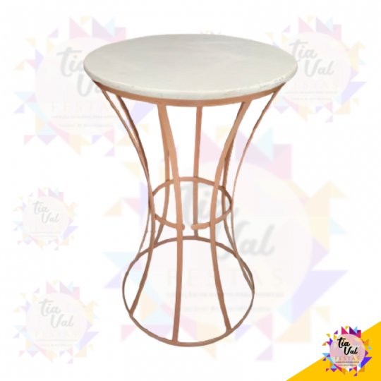 MESA REDONDA (PE FERRO ROSE / TAMPO BRANCO) M