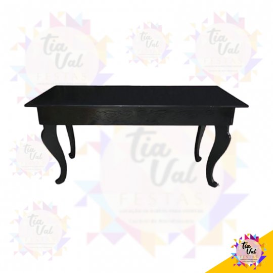 MESA PRETA RETANGULAR 1,80 COM APLIQUE