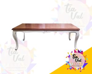 Foto de MESA RETANGULAR LUIZ VX PÉ BRANCO / TAMPO DE MADEIRA