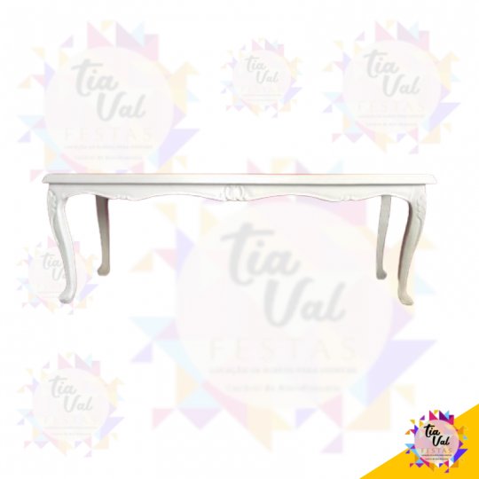MESA RETANGULAR  LUIZ XV BRANCA 2,20 M