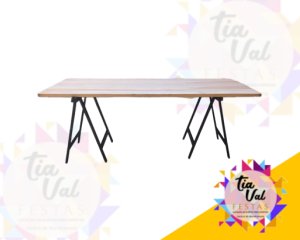 Foto de MESA RETANGULAR COM CAVALETE (PRETO) DE MADEIRA