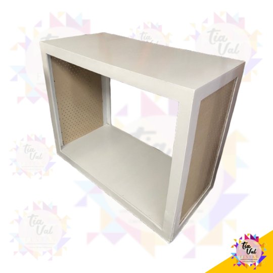 MESA RETANGULAR INDIANA PEGBOARD BRANCA C/ BEGE GRANDE