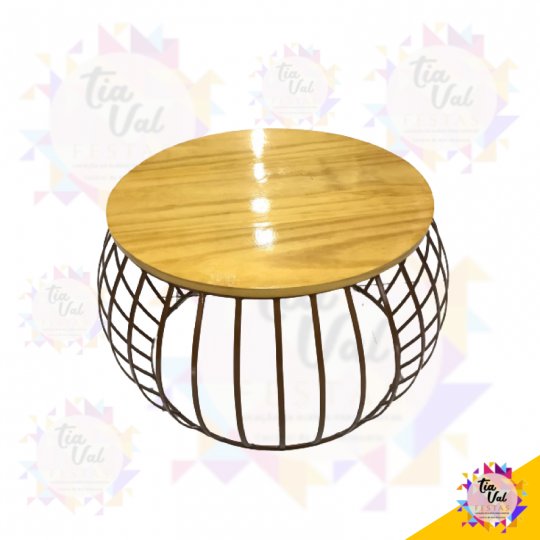 MESA BAIXA ROSE REDONDA TAMPO DE MADEIRA