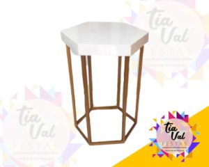 Foto de MESA SEXTAVADA DOURADA C/ BRANCO - PEQUENA