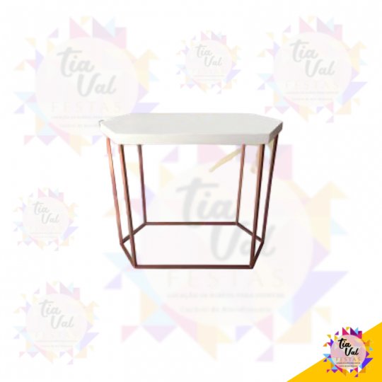 MESA SEXTAVADA  ROSE C/ BRANCO GRANDE