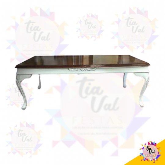 MESA TALHADA GIGANTE PÉ BRANCO / TAMPO MADEIRA