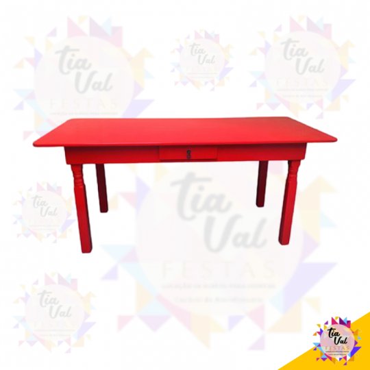 MESA VERMELHA RETANGULAR 1,80 M