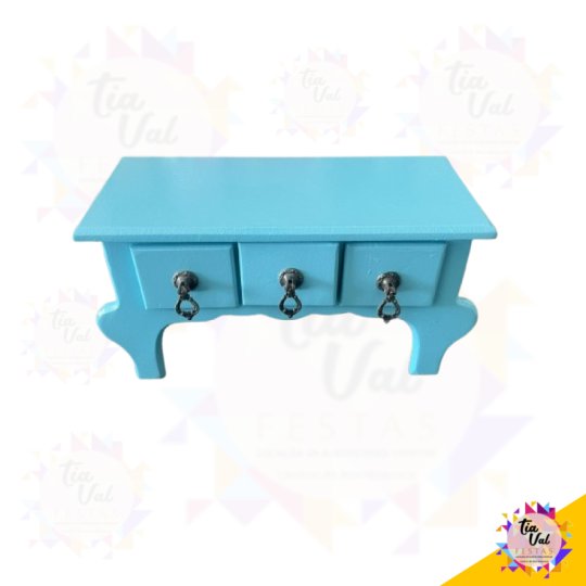 MINI COMODA - PORTA DOCES - AZUL CLARO