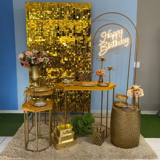 INSPIRAÇÃO PAINEL SHONE DOURADO - HAPPY BIRTHDAY