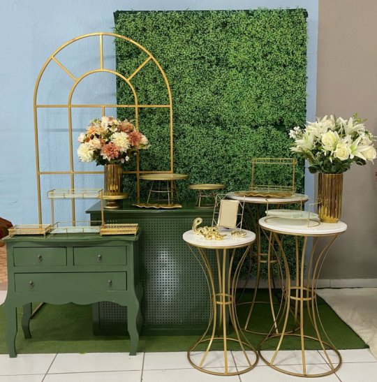 MONTAGEM VERDE COM DOURADO - CASAMENTO - FESTA ADULTO