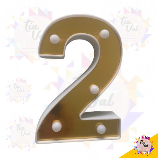 NUMERO 2 ILUMINADO (DOURADA) ((NAO ACOMP PILHAS))