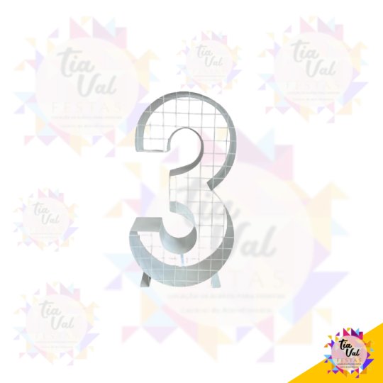 NÚMERO 3 TRES BRANCO - FERRO  - 80 CM